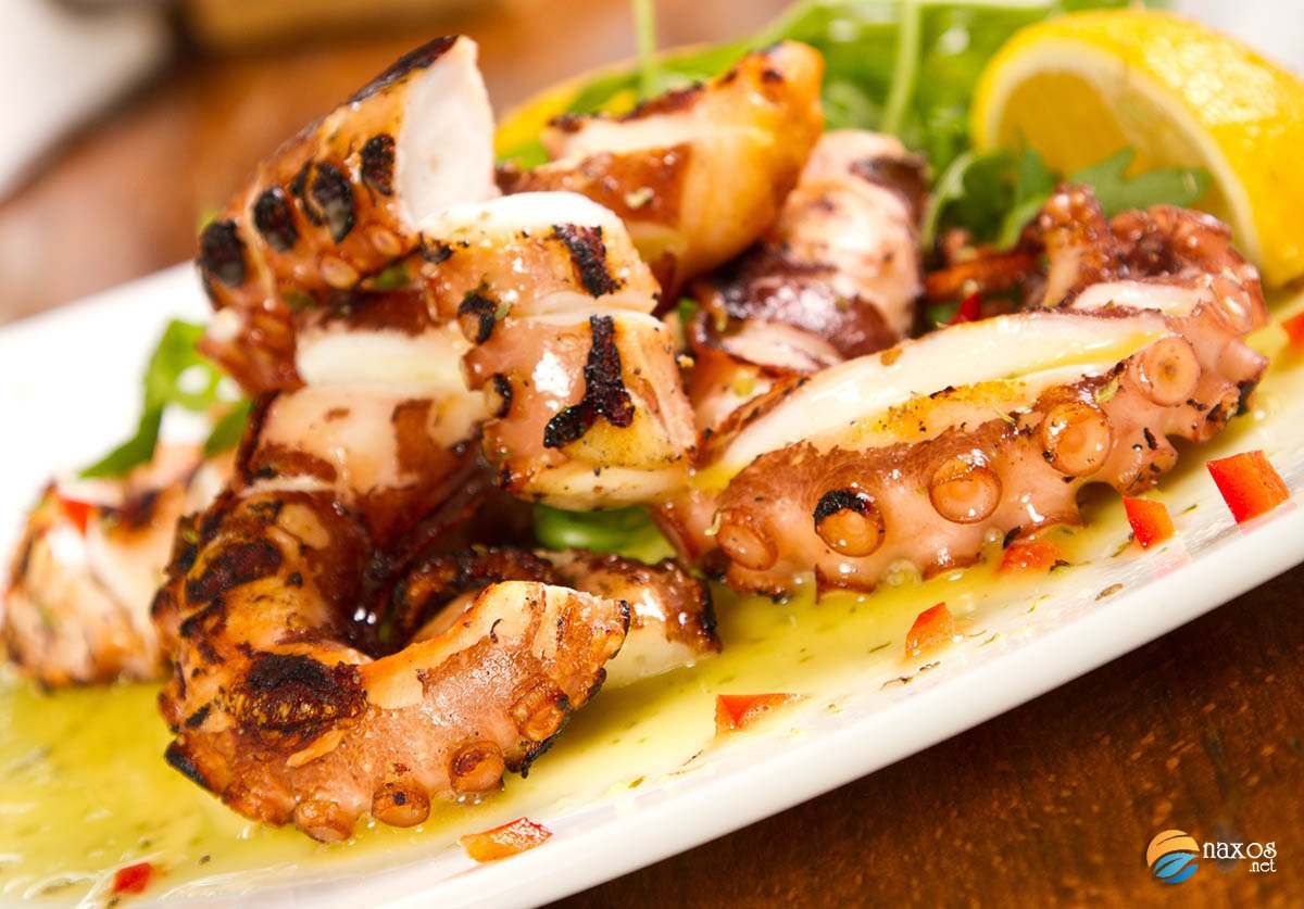 Naxos, grilled octopus
