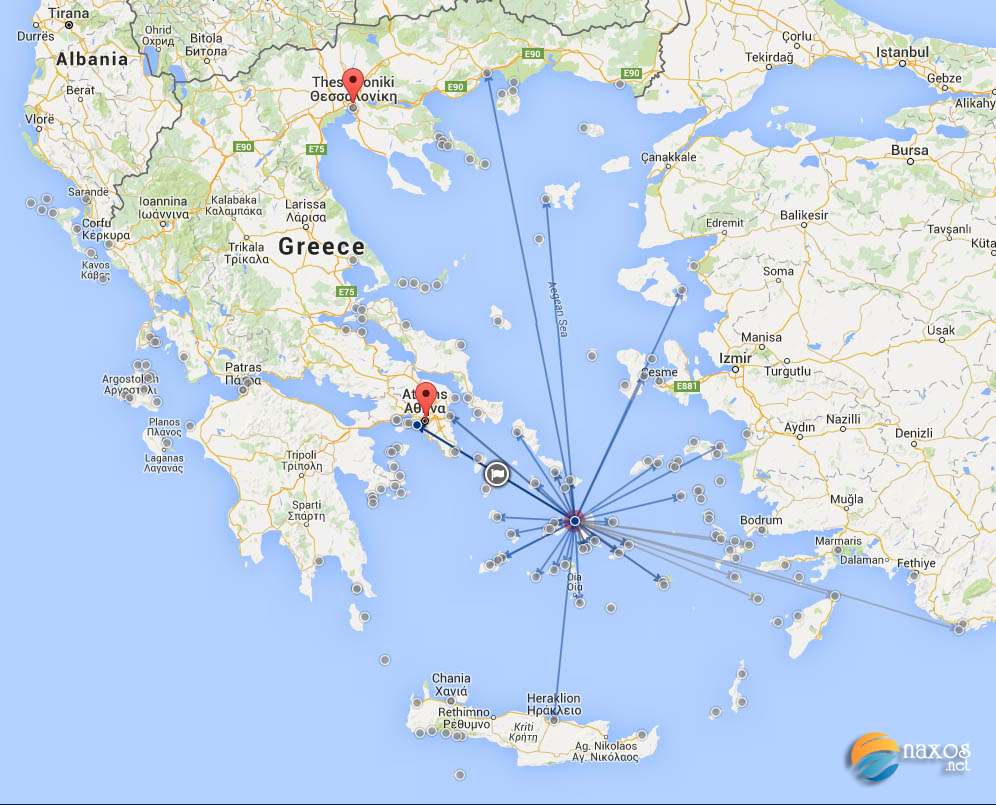 Cyclades Ferry Route Map